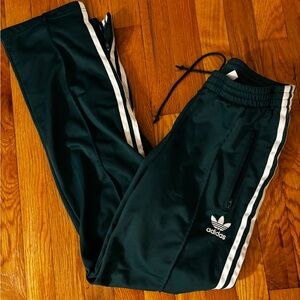 Emerald / dark green adidas track pants